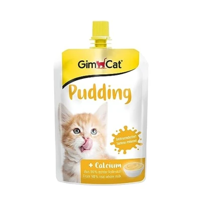 Image de GimCat Pudding au calcium Snack pour chats vrai lait entier à teneur réduite en lactose des os sains 1 sachet (1 150 g)