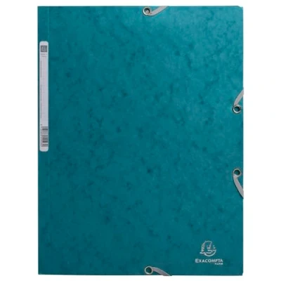 Image de Exacompta Réf. 55272E Carton de 25 chemises à élastiques Skandi pochettes 3 rabats en carte lustrée 400g/m2 dimensions 24 x 32 cm pour documents au format A4 couleur bleu pacifique