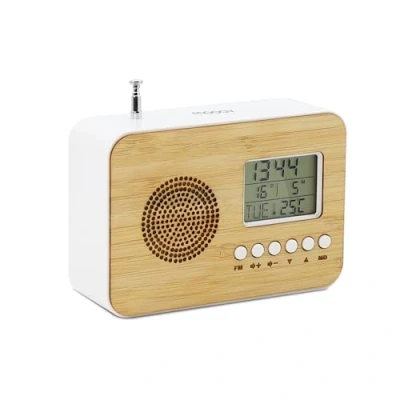 Image de MOOOV, Réveil de Voyage Bamboo, Écran LCD, Radio Intégrée, Fonction Sleep, Affichage Température Intérieure, Fonctionne avec 2 Piles AAA 477320