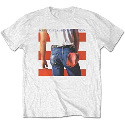 Image de Rock Off Bruce Springsteen T Shirt Unisexe Back in The USA Blanc Large