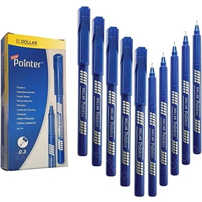 Image de DOLLAR Lot de 10 feutres à pointe fine 0,3 mm Bleu