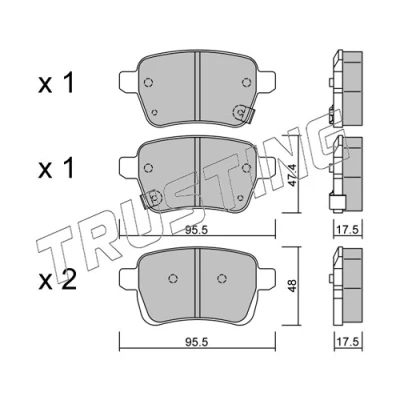 Image de TRUSTING 1036.0 Jeu de plaquettes frein avec indicateur d&#039;usure FIAT: Tipo 3/5 portes, Break, 500L, OPEL: Corsa E Adam