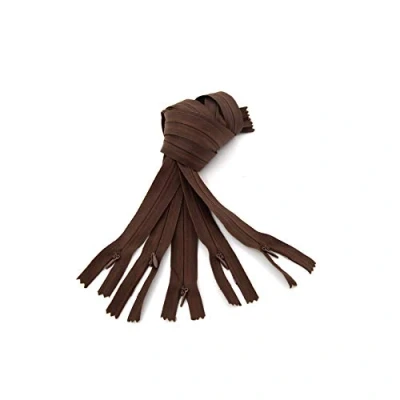Image de ACCESSOIRES LEDUC Trimz Invisible Zip RVNAVN3 Fermeture éclair, Nylon, Marron, 60 cm, Set de 5 Pièces