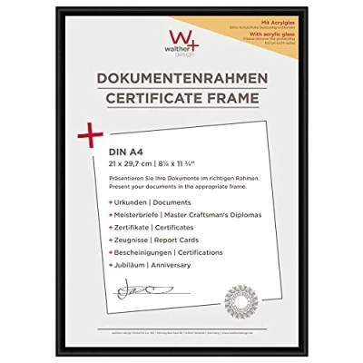 Image de walther design cadre photo noir 21 x 29,7 cm (DIN A4) avec verre d’art, en plastique New Lifestyle KVX130B