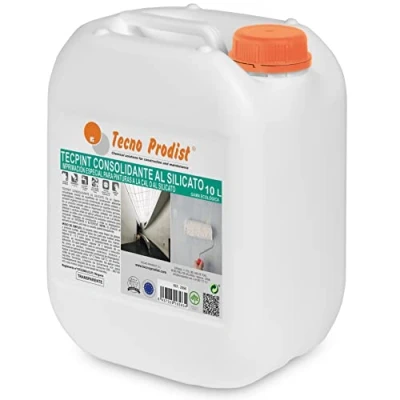 Image de Tecno Prodist TECPINT CONSOLIDANT AL SILICATE (10 Litres) Fixateur pour surfaces de construction, apprêt peintures à la chaux ou au silicate, compacte pierre, brique, sans désagrégation