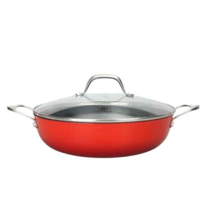 Image de LAGUIOLE, Sauteuse en Fonte Rouge 5.5L Rétention de Chaleur Optimale, Léger et Durable, Antiadhésif, Entretien Facile, Tous Feux, Induction, 100% Fonte, 5,5 L,