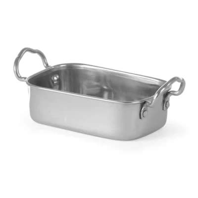 Image de HENDI Petit plat à rôtir avec poignées, four, plaque de cuisson, bac, récipient présentation et pour servir des apéritifs nourritures telles que salades, 196x94x(H) 70mm, inox