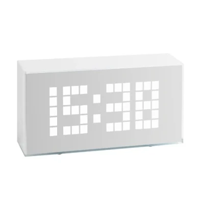Image de TFA Dostmann Réveil numérique Time Block, 60.2012, avec thermomètre pour l&#039;intérieur, Heure et Date, Grands Chiffres LED, Blanc
