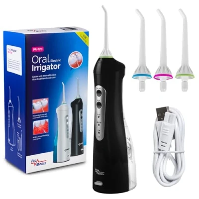 Image de Promedix PR 770 IPX7 irrigateur dentaire pour les dents sans fil 2 bouts noir (PR770)