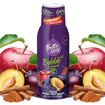 Image de FruttaMax Concentré de sirop fruits Moins sucre avec 60% convient pour machine à soda 500ml (Prune Cannelle Pomme)