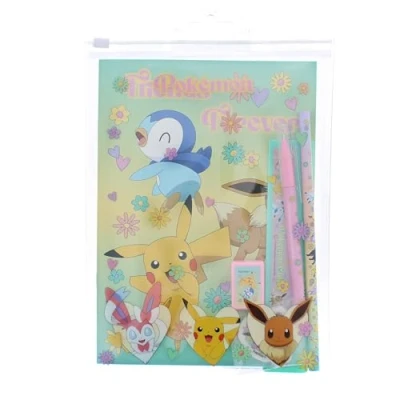 Image de Blueprint Collections Pokémon Ensemble de papeterie A5 avec cahier d&#039;exercices 15 cm, règle, stylo, crayon, taille gomme, bleu, École classique