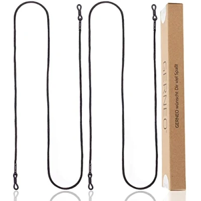 Image de GERNEO® Berlin Sangle pour lunettes en tissu de haute qualité cordon unisexe extra long soleil et lecture différentes couleurs supports noirs (Noir)