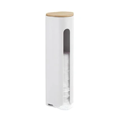 Image de WENKO Distributeur de Coton, Porte accroche adhésive, Laresa Blanc/Bambou