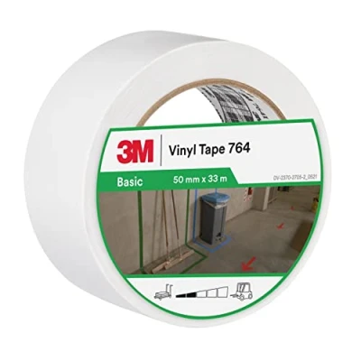 Image de 3M Ruban adhésif vinyle 764 usage général, blanc, 50 mm x 33 m