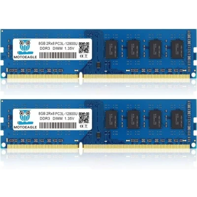 Image de DDR3L 1600 UDIMM PC3L 12800U 16Go (2x8Go) 1600MHz 8GB 2Rx8 PC3 240 Pin CL11 1.35V Mémoire pour Ordinateur de Bureau