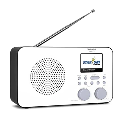 Image de TechniSat VIOLA 2 C IR radio Internet portable (DAB+, FM, WLAN, écran couleur 2,4 pouces, prise casque, réveil, minuterie de mise en veille, 3 watts RMS, batterie, alimentation) blanc/noir