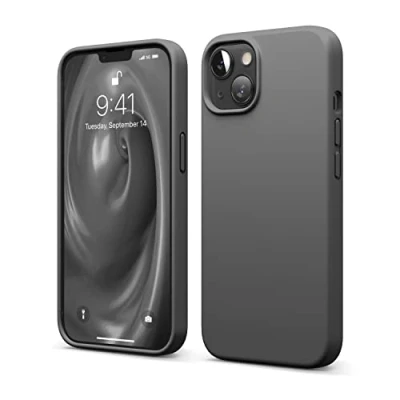 Image de elago Coque Silicone Liquide Compatible avec iPhone 13 (6.1), Case en Premium, Étui Protection Complète Cover Antichoc à 3 Structure, Microfibre Douce Empêche Les Rayures (Gris Foncé)