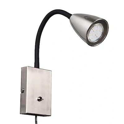 Image de Trio, Applique, Wanda 1xGU10, max.10,0 W Corps: Métal, Nickel mat L:8,5cm, H:23,5cm, P:22,0cm Interrupteur,Flexible,Montage au mur,IP20,Sans illuminant,FLEXConnect