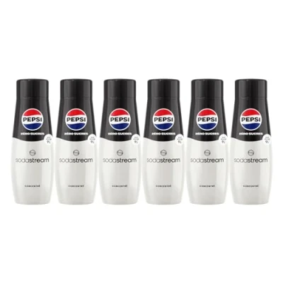 Image de SodaStream Lot de 6 Concentré Pepsi Zéro Sucres pour Machine à Eau Pétillante et Soda Préparez jusqu&#039;à 9 Litres en Quelques Secondes, Goût Original, 440ml