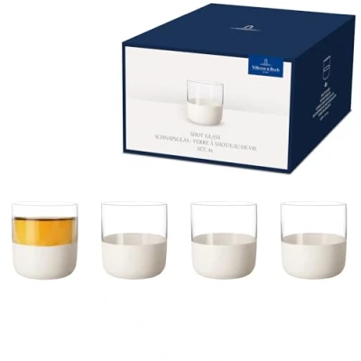 Image de Villeroy &amp; Boch Manufacture Rock blanc Ensemble de verres à shot, 4 pièces. pour schnaps et liqueurs, 40 ml, Verre en cristal, Aspect ardoise mat