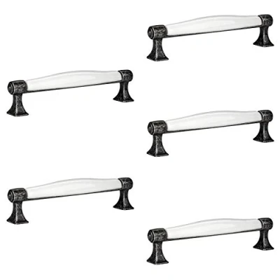 Image de SO TECH® SET de 5 x Poignée Design MARIE Retro Meuble Finition en Argent Vieilli Entraxe 128 mm