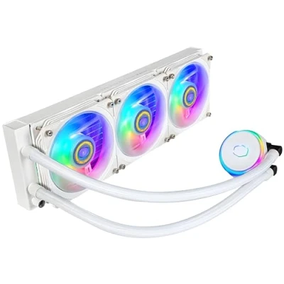 Image de Cooler Master MasterLiquid PL360 Flux White Edition Refroidisseur Liquide pour CPU, Système Watercooling AIO, 3 Ventilateurs 360mm, Radiateur 240mm, Contrôleur RGB Gen2 Inclus, Compatible AMD &amp; Intel