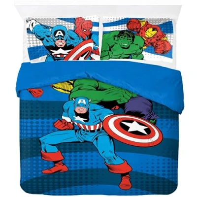 Image de Marvel Comics Avengers 100% Coton Ensemble Housse de Couette Lit Double