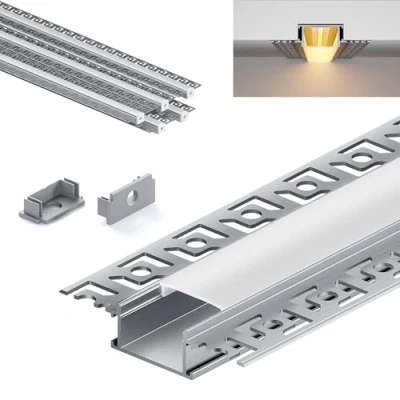 Image de KOSOOM Profilé LED 2m x 5 pièces, couvercle opaque, taille 28 13,8 mm (largeur lacet 64,2 mm), adapté aux bandes lumineuses de moins 20