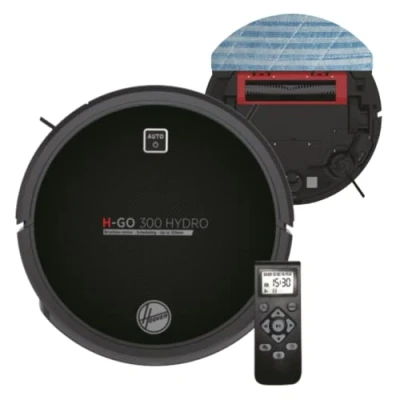 Image de Hoover HGO320H Anti chute Aspirateur Robot Nettoyeur et Laveur sol 2 en 1, Grande Puissance d&#039;aspiration, Silencieux 65dB, Autonomie de h, réservoirs, Contrôle à distance, 0,35 Litres, Noir