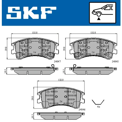 Image de SKF VKBP 80421 A Jeu de plaquettes frein avec indicateur d&#039;usure