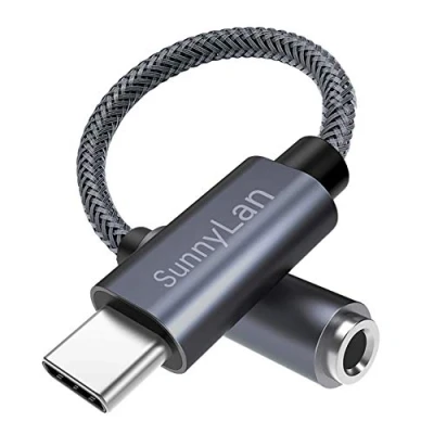 Image de adaptateur jack USB C 3,5 mm, auxiliaire type vers casque, pour Sumsung Galaxy S22/S21/S20/Note20/Note10/Z Flip 3/Z Fold 3, Pixel 4/5/6, Huawei (Gray)