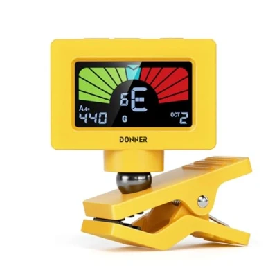 Image de Donner Accordeur de Guitare Magnétique à Clipser avec écran LCD Couleur Pour Acoustique/électrique, Ukulélé, Basse, Violon, Banjo DT 10 Jaune