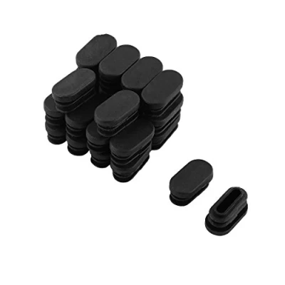 Image de sourcingmap 24pcs Bouchon Pied de Chasie Embout Capuchon Jambe Tube Insert Table Meuble Protection Plastique Ovale Noir 15 mm x 30
