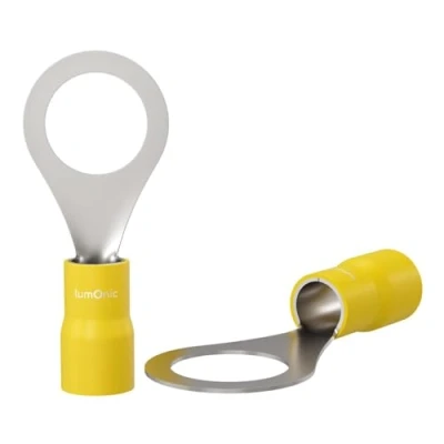 Image de Lumonic 25x Cosse à oeillet M10 partiellement isolée 4 6mm² I jaune Set de cosses, oeillets M10, cosses oeillet,
