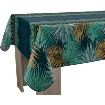 Image de Le linge de Jules Nappe Anti Taches Paraiso Rectangle 150 x 350 cm, Bleu, Vert, Moutarde