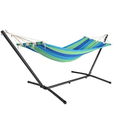 Image de Detex Hamac avec Cadre en métal 200 x 80cm Support Individuel Toile résistante Anti déchirures Vert