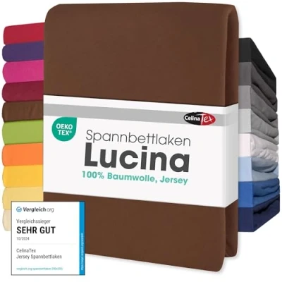 Image de CelinaTex Lucina Drap Housse revêtement surmatelas lit sommier tapissier Coton 2er Set 90x200 100x200 cm Brun Chocolat