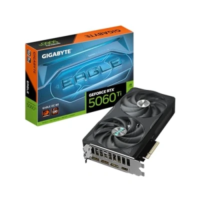 Image de GIGABYTE GeForce RTX 5060 Ti EAGLE OC 8G Carte Graphique 8 Go GDDR7, 128 bits, PCI E 5.0, 2617 MHz Fréquence du processeur, 3 x DisplayPort, 1 HDMI, GV N506TEAGLE 8GD Neuf