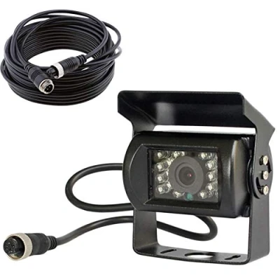 Image de xinyida Caméra de recul HK5880 12 V 24 4 broches pour bus, camion, remorque, très résistante, 18 LED infrarouges, vision nocturne, étanche, avec câble 15 m à