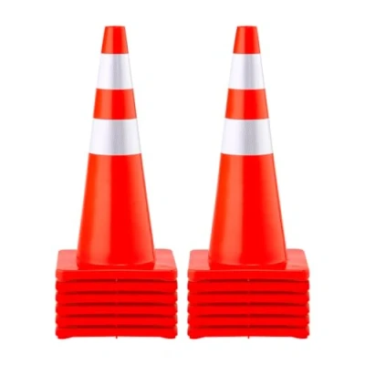Image de VEVOR Cône Signalisation Réfléchissant 12 Pièces 73 cm, Plot de Chantier Orange en PVC, Sécurité avec 2 Colliers Réfléchissants, pour Délimitation Stationnement d’Urgence Route Parking