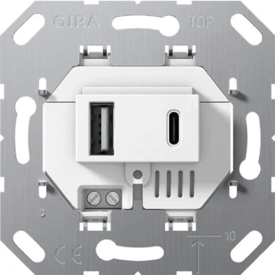 Image de Gira 234900 Einsatz USB Spannungsversorgung 2fach Typ A/Typ C, System 55, weiß