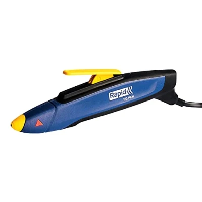 Image de RAPID 5001474 EG Pen Pistolet/Stylo, Bâtons de Colle 7mm, Idéal pour Les Loisirs Créatifs, La Décoration et Petites Réparations, Chauffe en 60 Secondes, Support avec Égouttoir Intégré