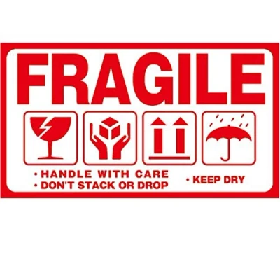 Image de 300 Autocollants Fragile Avec Inscription En Anglais This Way Up Handle With Care Grande Taille 15 X 9 cm White Red Étiquette Par Rouleau