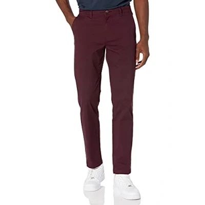 Image de Amazon Essentials Pantalon Chino Extensible Style décontracté Coupe Droite Homme, Bordeaux, 38W / 32L