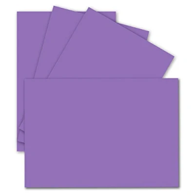Image de Lot de 50 cartes simples, format A6, 10,5 x 14,8 cm, 240 g/m², violettes, carton couleur, papier bricolage, postales vierges
