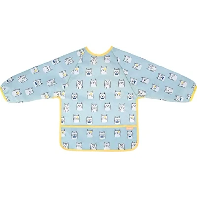 Image de Badabulle Bavoir manche longues, Imperméable, Ajustable, 4 mois à 3 ans, Bleu