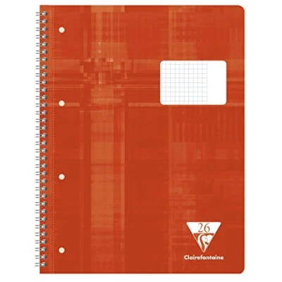 Image de Clairefontaine 68226C Un Cahier à Spirale Perforé Rouge A4+ 22,5x29,7 cm 160 Pages Détachables Petits Carreaux avec Marge Droite Papier Blanc 90 g Couverture Carte Pelliculée