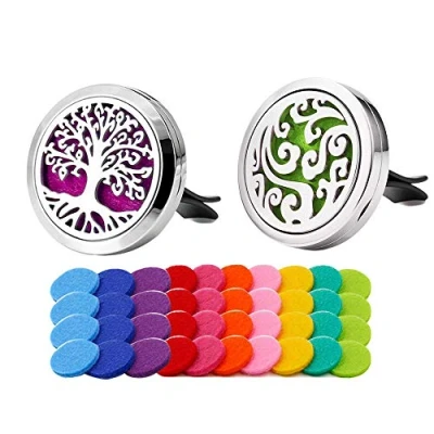Image de QitinDasen 2Pcs Premium Voiture Aromathérapie Huiles Essentielles Diffuseur, Clip de Ventilation Aromatherapy en Acier Inoxydable, avec 40Pcs Coussins Feutre (sans Huile)