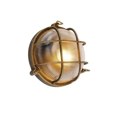 Image de QAZQA nautica Applique murale 1 lumière L 260 mm Doré/Laiton Rustique éclairage extérieur Garage/cellier