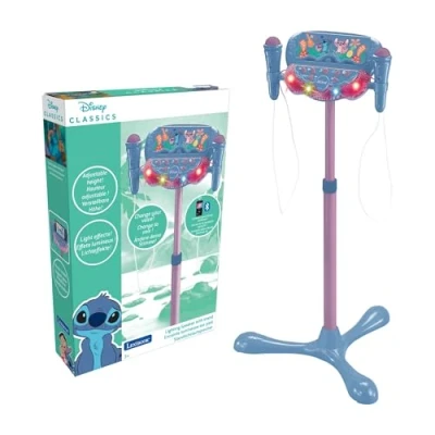 Image de Microphone Stitch sur pied ajustable lumineux avec enceinte, 2 Micros et Effets vocaux, Enceinte Bluetooth